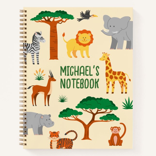 Süße Dschungeltiere Kinder Notizbuch (Vorderseite)