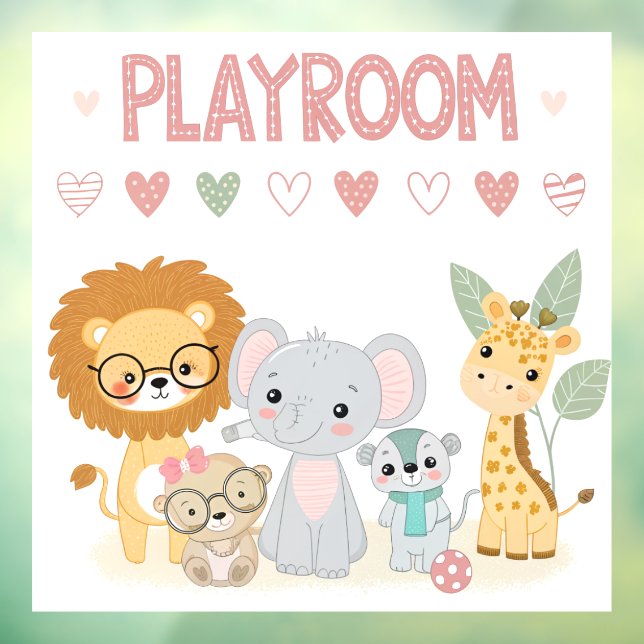 Süße Dschungeltiere Kinder personalisiertes Spielz Fensteraufkleber (Blatt 3)