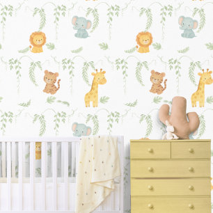 Süße Dschungeltiere Safari Babyzimmer & Spielplatz Tapete