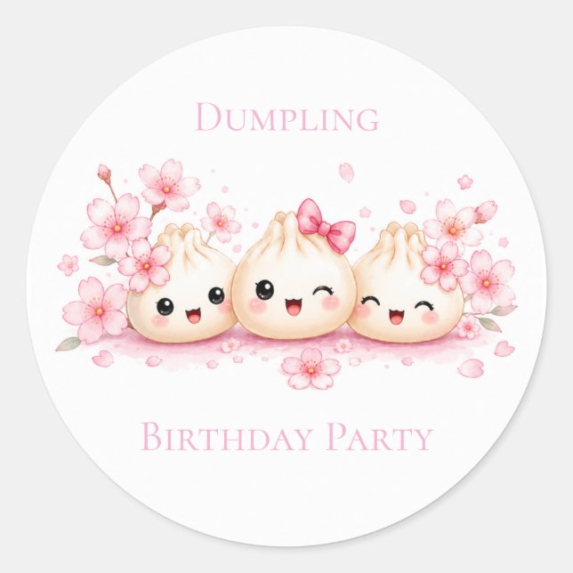 Süße Dumpling-Mädchen-Geburtstagsfeier Runder Aufkleber (Vorderseite)