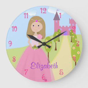 Süße dunkle blonde Prinzessin Personalized Große Wanduhr