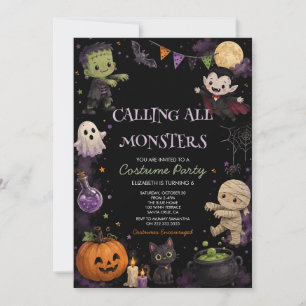 Süße dunkle Halloween-Kostenüm-Party Einladung