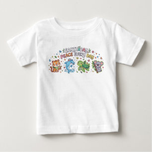 Süße Earth Day-Tiere - Frieden jeden Tag Kinder Ba Baby T-shirt