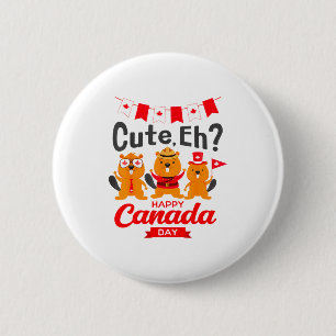 Süße Eh Frohe Canada Day Flagge Murmeltiere Für Ju Button