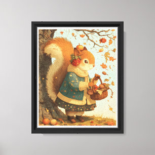 Süße Eichhörnchen-Ernte-Kinderzimmer-Wand-Leinwand Leinwanddruck