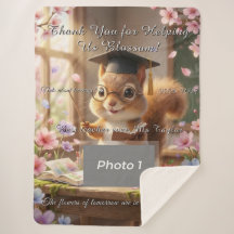 Süße Eichhörnchen-Lehrer-Dankeschön-Blüten-Decke