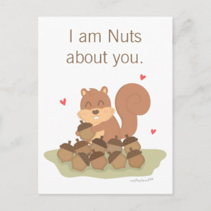 Süße Eichhörnchen-Nüsse Über Dich Wortspiel Liebe Postkarte