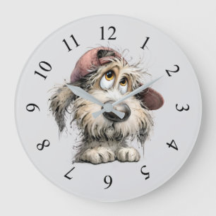 Süße eigenartige Hundzeichnung Große Wanduhr