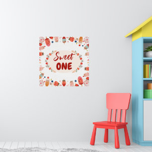 Süße Ein Geburtstag Erdbeere Donut Eiscreme 1. Poster