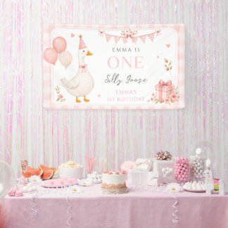 Süße Eine Alberne Gans Rosa Schleife Mädchen 1. Ge Banner
