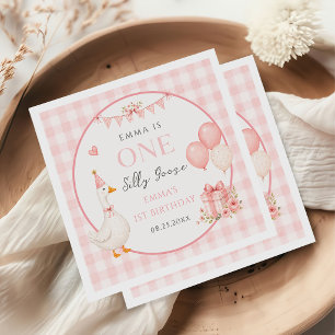 Süße Eine Alberne Gans Rosa Schleife Mädchen 1. Ge Serviette