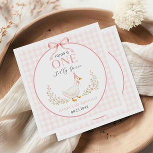 Süße Eine Alberne Gans Rosa Schleife Mädchen 1. Ge Serviette