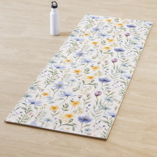 Süße einfache blaue lila Wasserfarbe Wildblume Yogamatte