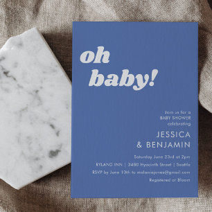 Süße einfache französische blaue moderne Oh-Baby-P Einladung