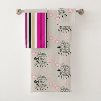 Süße einfache Geschenke für Töchter | Typografie Badhandtuch Set