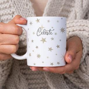 Süße einfache geschlechtsneutrale weiße silberne S Kaffeetasse
