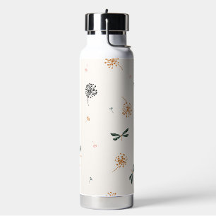 Süße einfache Libellen und Blumen Trinkflasche