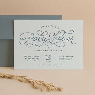 Süße einfache niedliche blaue Babyparty Einladung