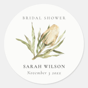 Süße einheimische Banksia-Aquarell-Flora-Brautpart Runder Aufkleber