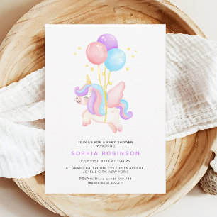Süße Einhorn-Balloons Moderne Pastell-Baby-Party Einladung