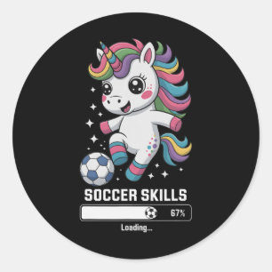 Süße Einhorn-Fußballfähigkeiten Score Mom Mama wir Runder Aufkleber