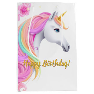Süße Einhorn-Geburtstags-Geschenktüte Mittlere Geschenktüte