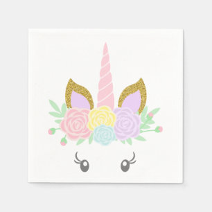Süße Einhorn-Gesicht Baby Shower Servietten