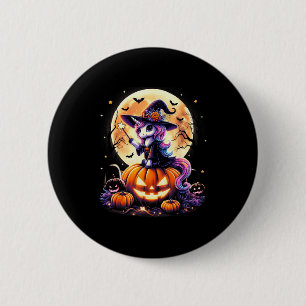 Süße Einhorn Hexe Kürbis Halloween Shirts Mädchen Button