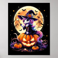 Süße Einhorn Hexe Kürbis Halloween Shirts Mädchen