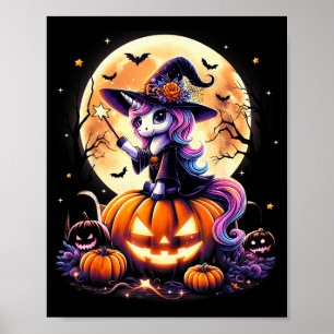 Süße Einhorn Hexe Kürbis Halloween Shirts Mädchen Poster