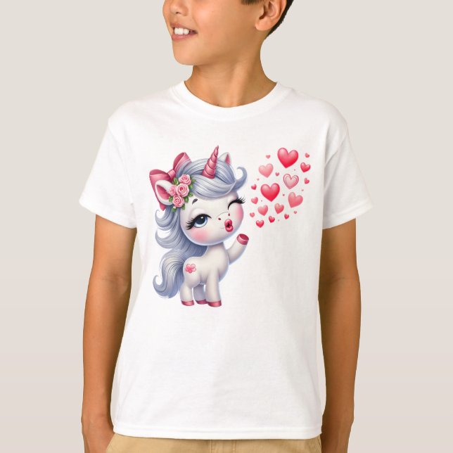 Süße Einhorn-Illustration T-Shirt (Vorderseite)