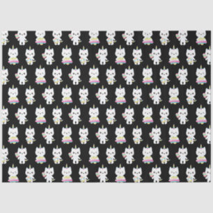 Süße Einhorn-Katzen Schwarze Muster Seidenpapier