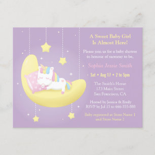 Süße Einhorn-Mond-Baby-Shower-Einladungen Einladung