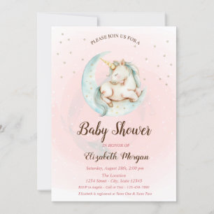 Süße Einhorn Mond Sterne Babyshower-Einladung Einladung