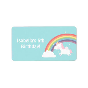 Süße Einhorn Regenbogen Mädchen Geburtstagsfeier Adressaufkleber