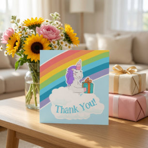 Süße Einhorn Regenbogen Quadrat Danke Karte