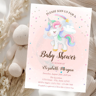 Süße Einhorn-, Regenbogen-, Sterne-Baby-Einladung Einladung
