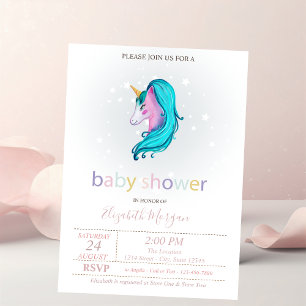Süße Einhorn Sterne Babyparty Einladung