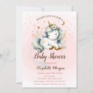 Süße Einhorn-Sterne-Mond-Baby-Shower-Einladung Einladung