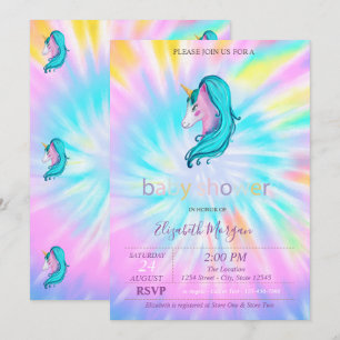 Süße Einhorn Sterne Tie Dye Babyparty Einladung