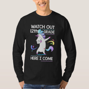 Süße Einhorn-Uhr Achtung 12. Klasse hier komme ich T-Shirt