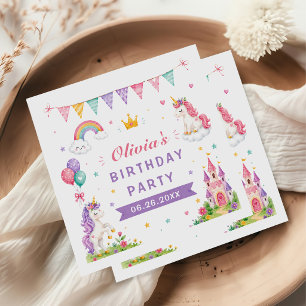 Süße Einhorn- und Regenbogen-Party Serviette