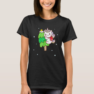 Süße Einhorn-Weihnachts-Pyjama für Mädchen Frauen T-Shirt