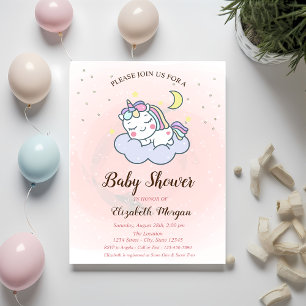 Süße Einhorn, Wolke, Sterne Babyparty-Einladung Einladung