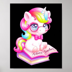Süße Einhorn-Zukunftslehrer-Klassenzimmer Poster