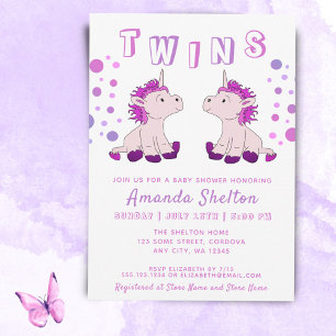 Süße Einhorn-Zwillinge 2 Baby Mädchen Baby Shower  Einladung