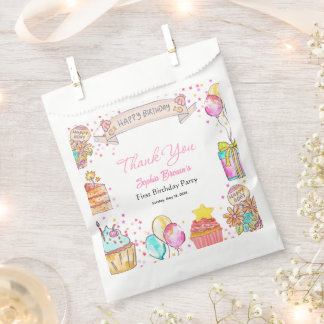 Süße Einjährige Geburtstags Favoritentüten Rosa Geschenktütchen