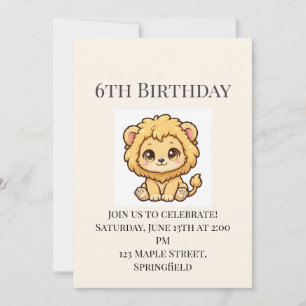 Süße Einladung zum 6. Geburtstag eines kleinen Löw
