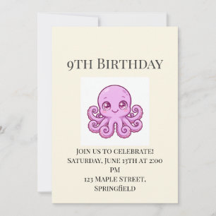 Süße Einladung zum 9. Geburtstag für einen kleinen
