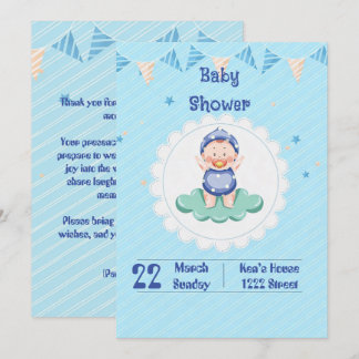 Süße Einladung zur Babyparty für einen Jungen